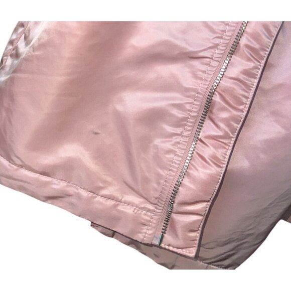 SOHO BABE Bomber Jacket Pink Longline Bomber Ribbed Collar & Cuffs Pockets Large - Picture 8 of 8